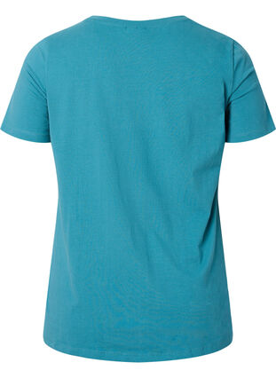 Zizzi T-shirt en coton uni basique, Brittany Blue, Packshot image number 1