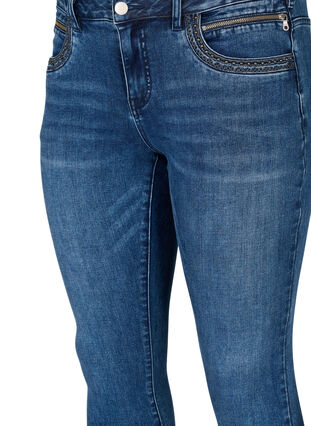 ZizziSuperslanke Sanna jeans met klinknagels, Blue Denim, Packshot image number 2