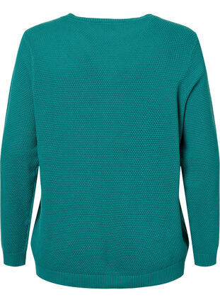 Zizzi Blouse en coton tricoté avec structure, Deep Lake, Packshot image number 1