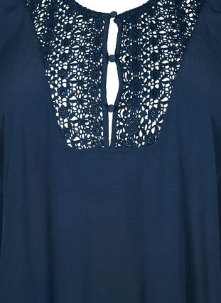 ZizziViscose blouse met 1/2 mouwen en borduurwerk detail, Total Eclipse, Packshot image number 2