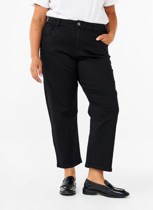 ZizziGeknipte Vera jeans met rechte pasvorm, Black, Model image number 2