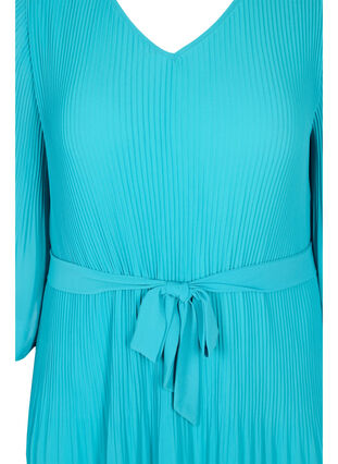 Zizzi Robe plissée à manches 3/4, Turquoise, Packshot image number 2