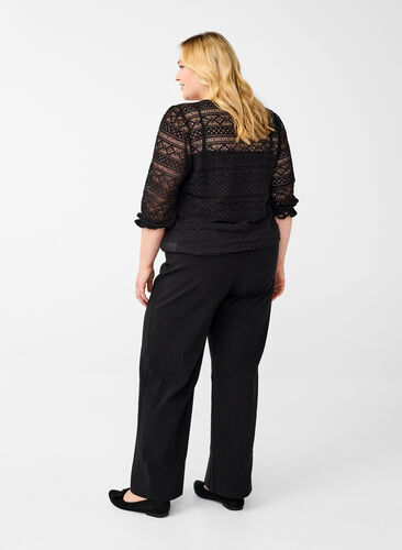 ZizziWijde broek met elastische tailleband, Black, Model image number 1