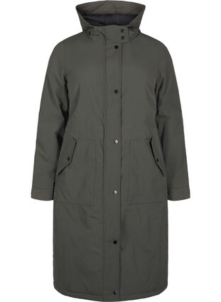 ZizziParka jas met kap en verstelbare taille, Black Olive, Packshot image number 0