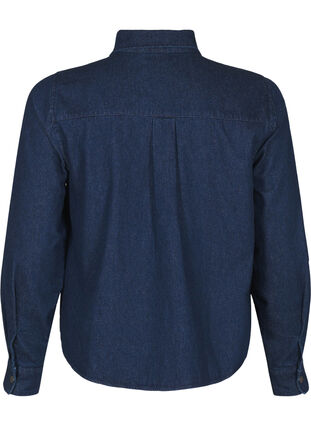 Zizzi Veste en jean avec poche de poitrine, Unwashed Denim, Packshot image number 1