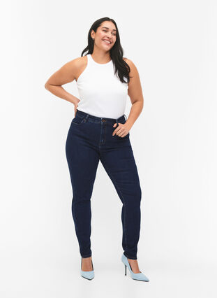 ZizziAmy jeans met een hoge taille en super slanke pasvorm, Dark blue, Model image number 0