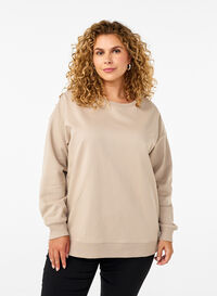 Sweatshirt met ronde hals, Simply Taupe, Model