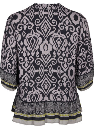 ZizziBlouse met print en 3/4 mouwen, Black AOP, Packshot image number 1