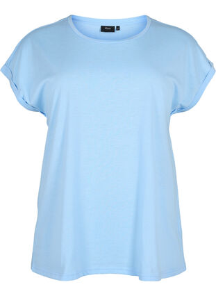 ZizziT-shirt met korte mouwen van katoenmix, Serenity, Packshot image number 0