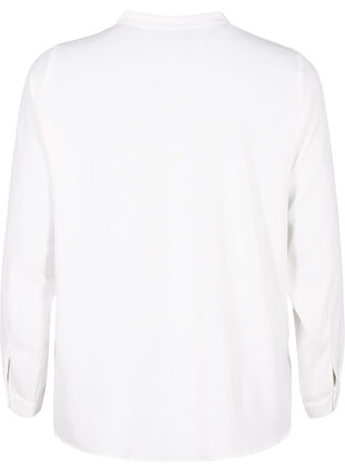 ZizziBlouse met lange mouwen en V-hals, Bright White, Packshot image number 1