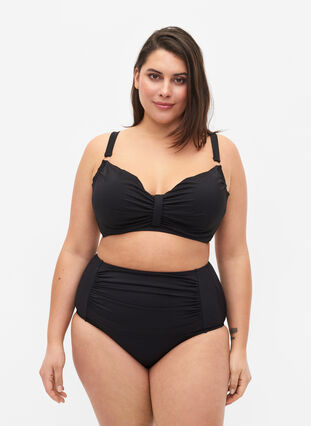 Zizzi Bas de bikini taille haute, Black, Model image number 0