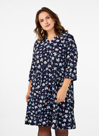 Robe courte évasée à imprimé floral, Night Sky AOP, Model