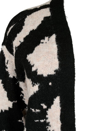 Zizzi Cardigan tricoté à motifs, Black Comb, Packshot image number 2