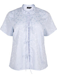 Jacquard blouse met korte mouwen en strikjes