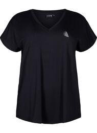 T-shirt de sport ample avec col en V, Black, Packshot