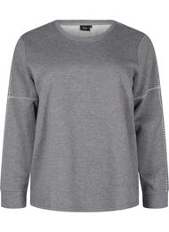 Sweatshirt met contrasterende stiksels, Medium Grey Mél, Packshot