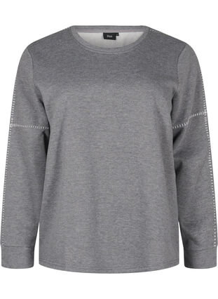 Zizzi Sweat-shirt avec coutures contrastées, Medium Grey Mél, Packshot image number 0