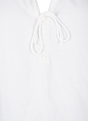 ZizziViscose blouse met korte mouwen en ruches, Bright White, Packshot image number 2