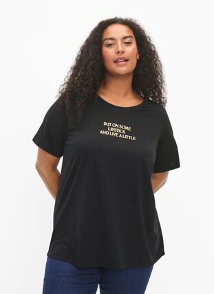 ZizziFLASH - T-shirt met motief, Black Lips, Model image number 0