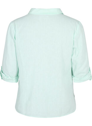 ZizziShirtblouse met knoopsluiting van katoen-linnenmix, Brook Green, Packshot image number 1