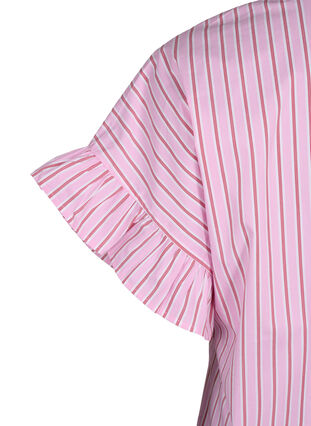 ZizziGestreepte blouse met peplum en ruches, Pink Red Stripe, Packshot image number 3