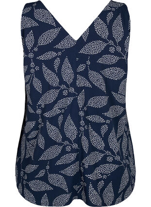 ZizziGebloemde top met V-hals, Navy B. w. Dot Leaf, Packshot image number 1