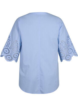 ZizziShirt blouse met broderie anglaise en 3/4-mouwen, Serenity, Packshot image number 1