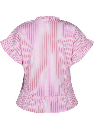 ZizziGestreepte blouse met peplum en ruches, Pink Red Stripe, Packshot image number 1