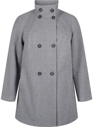 ZizziKorte trenchcoat met A-lijn, Light Grey Melange, Packshot image number 0