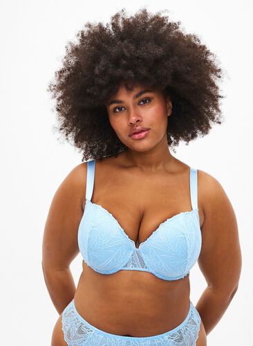 Zizzi Soutien-gorge en dentelle moulé avec armatures, Clear Sky, Model image number 0