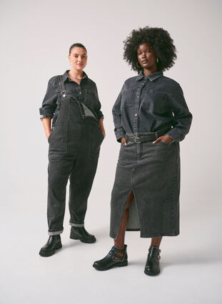 ZizziDenim rok met split aan de voorkant, Dark Grey Denim, Image image number 0