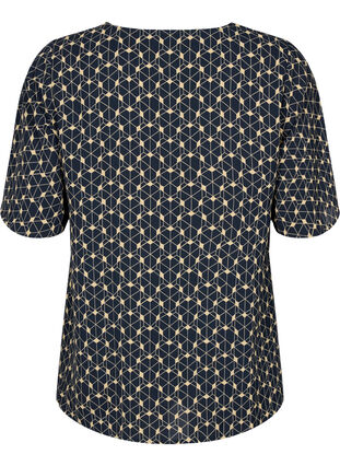 ZizziBlouse met print en korte mouw, Blue Beige AOP, Packshot image number 1