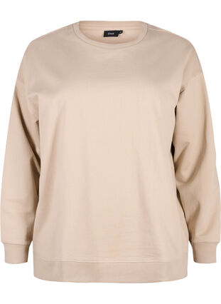 ZizziSweatshirt met ronde hals, Simply Taupe, Packshot image number 0