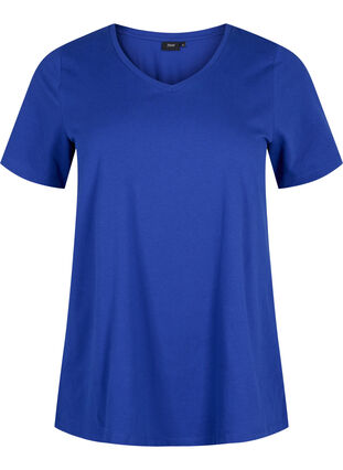 Zizzi T-shirt basique en coton de couleur unie, Sodalite Blue, Packshot image number 0