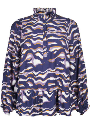 ZizziBlouse met print en een A-lijn vorm, Naval Academy, Packshot image number 0