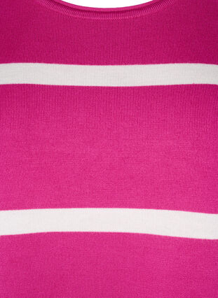 ZizziGebreide viscose blouse met strepen, Fuchsia Red Comb, Packshot image number 2