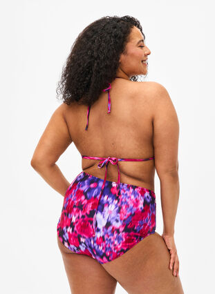 Zizzi Bas de bikini à imprimé et taille haute, Pink Flower AOP, Model image number 1