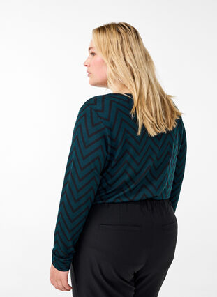 ZizziGebloemde blouse met lange mouwen, Scarab ZigZag, Model image number 1