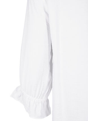 ZizziLang viscose shirt met kanten detail, Bright White, Packshot image number 3
