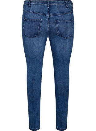 ZizziSuperslanke Amy jeans met slijtagedetails, Blue Denim, Packshot image number 1