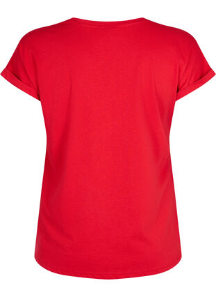 ZizziT-shirt met korte mouwen van katoenmix, Tango Red, Packshot image number 1