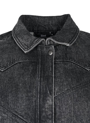 Zizzi Veste en jean avec fermeture éclair cachée, Dark Grey Denim, Packshot image number 3