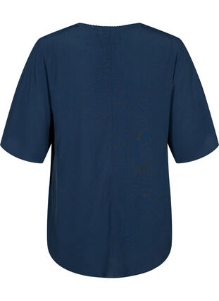 ZizziViscose blouse met 1/2 mouwen en borduurwerk detail, Total Eclipse, Packshot image number 1