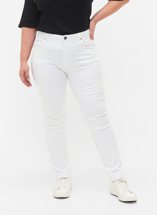 ZizziSlim fit Emily jeans met normale taille, White, Model image number 2