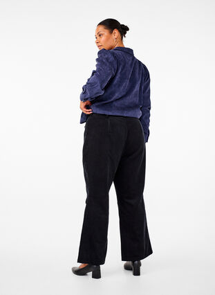 ZizziBootcut ribbroek met hoge taille, Black, Model image number 1