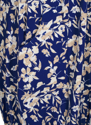 Zizzi Robe en coton imprimé à manches courtes, Blue W. Beige Flower, Packshot image number 3