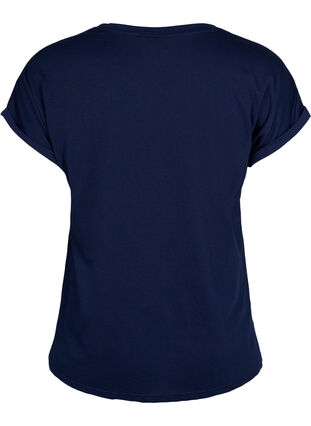 ZizziT-shirt met korte mouwen van katoenmix, Navy Blazer, Packshot image number 1
