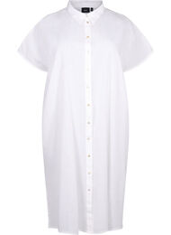 Lang shirt van katoenmix met linnen, Bright White, Packshot