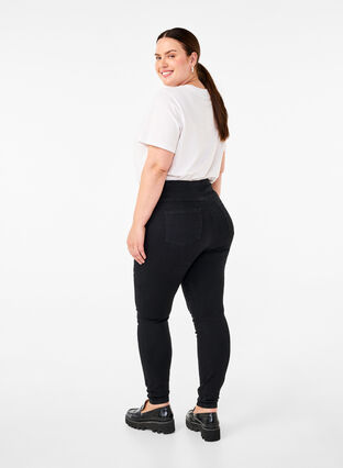 ZizziStretchy jeggings met hoge taille, Black, Model image number 1