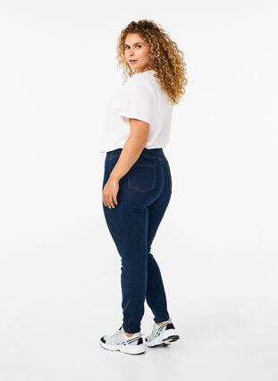 ZizziStretchy jeggings met hoge taille, Dark Blue, Model image number 1